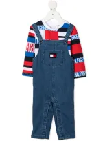 Tommy Hilfiger Junior Babies' Logo Embroidered Slim-fit Dungarees In Blue