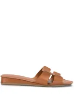 Rodo Cut-out Leather Slides In Orange