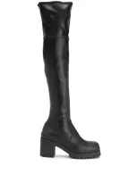 Miu Miu Block Heel Thigh-high Boots In Blue