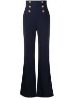 Balmain High-waist Bootcut Trousers In Blue