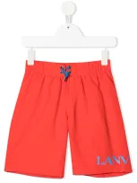 Lanvin Enfant Kids' Logo-print Swim Shorts In Red