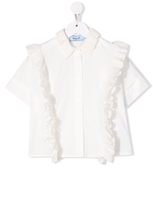 Mi Mi Sol Teen Ruffle-trim Short-sleeve Shirt In White