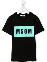 Msgm Teen Logo-print Cotton T-shirt In Black