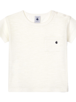 Petit Bateau Babies' T-shirt With Breast Pocket In Panna