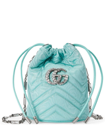 Gucci Double G Crystal-embellished Bucket Bag In Blue