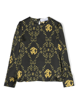 Roberto Cavalli Junior Kids' Logo-print Silk Blouse In Black