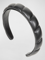 Jennifer Behr Twisted Leather Headband In Black