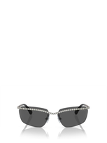 Swarovski Embellished Rectangle Frame Sunglasses In Silver