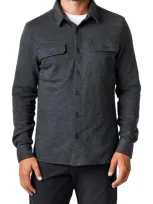 Western Rise Transit Knit Button-up Overshirt In Dark Grey