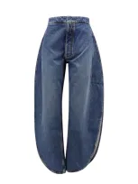 Alaïa Curved Stretch-denim Petal Jeans In Blue