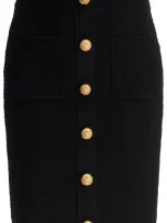 Balmain "knitted Midi Skirt With Embossed In Black