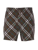 Burberry Checked Drawstring-waist Swim Shorts In Brown