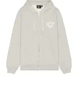 By Parra 1976 Logo Zip Hooded Sweatshirt In Heather Grey