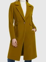 Cole Haan Slick Wool Blend Coat In Kiwi