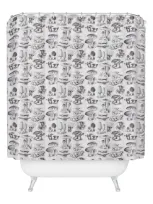 Deny Designs Mushroom Collection Shower Curtain In Black-white