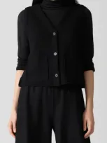 Eileen Fisher Button Front Wool Vest In Black