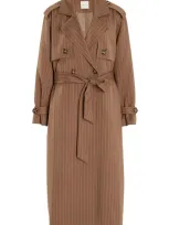 Favorite Daughter Exclusive Charles Pinstripe Trench Coat In Brown