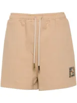 Fendi Sequin Embellished High-waisted Cotton Shorts In Beige