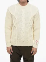 Golden Goose Braided Motif Virgin Wool Jumper In Beige