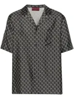 Gucci Disco Bowling Silk Shirt In Grey