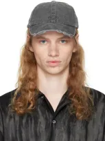 Han Kjobenhavn Gray Distressed Diamond Cap In Black