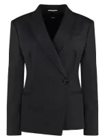 Hugo Boss Double-breasted Wool Blazer In Black