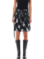 Jean Paul Gaultier Tartan Mesh Mini Skirt In Multi