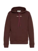 Lanvin Logo Detailed Drawstring Hoodie In Burgundy