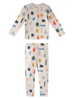 Liewood Kids' Wilhelm Printed Cotton-blend Pajamas In Beige