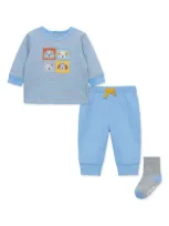 Little Me Boys' Puppy Pals Jogger Set & Socks - Baby In Blue