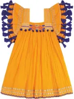 Mer St. Barth Babies'  Serena Tassel Dress In Marigold Embroidery