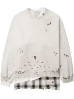 Miharayasuhiro Distressed Finish Sweatshirt In White