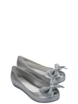 Mini Melissa Kids' Ultragirl Sweet X Flat In Pearly Silver