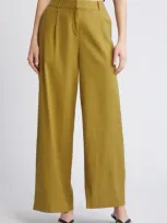 Open Edit Wide Leg Linen Blend Pants In Olive Eyes