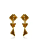 Oscar De La Renta Oval And Triangle Tile Drop Earrings In Orange