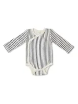 Pehr Kids' Unisex Stripes Away Kimono Long Sleeve Bodysuit - Baby In Ink