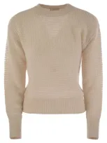 Peserico Alpaca Crew Neck Tricot Sweater In Beige