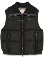 Peserico Tricot-collar Goose-down Gilet In Black