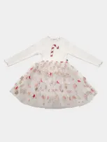 Petite Hailey Girls' Candy Cane Tutu Dress - Little Kid In White