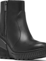 Sorel Ona Ave Zip Wedge Bootie In Black/black