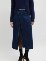 Tibi Classic Indigo Denim Wrap Skirt In Indigo In Blue