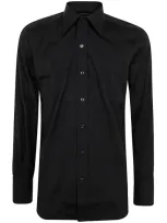 Tom Ford Curved Hem Poplin Shirt In Black