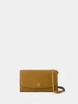 Tory Burch Robinson Wallet On Chain In Beige