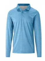 Uv Skinz Long Sleeve Performance Polo In Lagoon Eagle Stripe