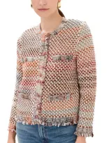 Veronica Beard Sariyah Knit Jacket In Red Multi