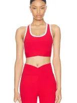 Year Of Ours Sport Track Sports Bra In Red & White