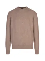 Zegna Taupe Oasi Cashmere Crew Neck Sweater In Brown