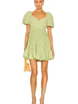 Jonathan Simkhai Cadence Ruffled Tiered Plissé-gauze Mini Dress In Pear