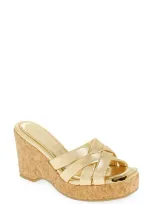 Jimmy Choo Maribou Metallic Caged Wedge Sandals In Gold